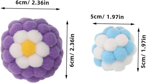 Miniatura 2 de Happyyami 10pcs Cat Balls with Built-in Bells Soft Colorful Fuzzy for Indoor Cats and Small Dogs Sturdy Interactive Chewing to Stimulate Hunting