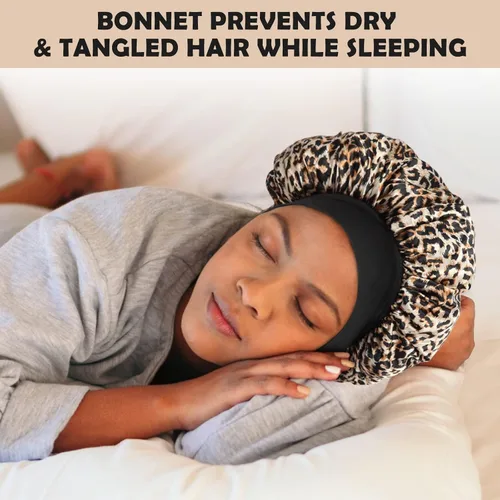 Miniatura 4 de ZHENSILK 2 piezas de gorro de satén para dormir, gorros de seda para el cabello, gorro de dormir de seda con banda elástica suave, envoltura