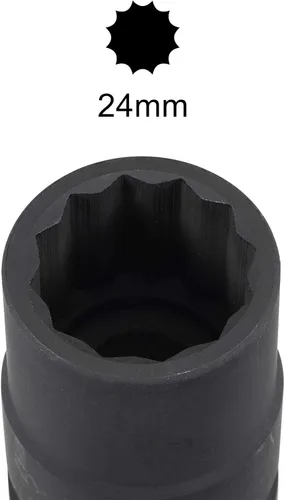 Miniatura 4 de uxcell 3/4-Inch Drive 0.945 in 12-Point Impact Socket, CR-MO Steel 2.205 in Longitud, Tamaños métricos estándar
