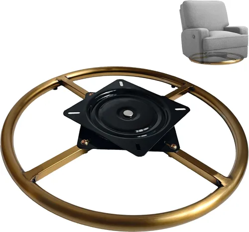 Repuesto de base de anillo giratorio redondo reclinable dorado de 24 pulgadas con placa, muebles resistentes, sofá, silla, piezas inferiores
