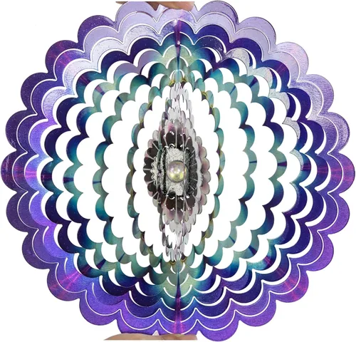 Miniatura 2 de VP Home Giratorio de Viento Cinético Mandala Explosión Floral para Patio y Jardín Giratorio de Viento Exterior Metal Grande Decoración 3D de Mandala