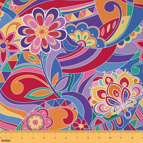 Miniatura 19 de Tela con patrón Paisley de The Yard, tela de tapicería floral étnica boho para sillas y sofás, costura, tela impermeable de arte mandala abstracto