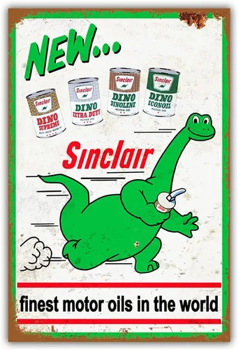 Letrero de aceite de motor de gas Sinclair retro vintage reproducido, decoración de barra de garaje, 8x12 pulgadas/7.9x11.8 in (aceite de motor