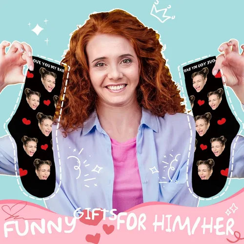 Miniatura 7 de Bemaystar Calcetines personalizados con foto, calcetines personalizados con imagen, regalos personalizados para el día de San Valentín para novio