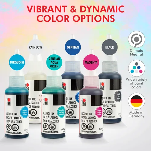 Miniatura 2 de Marabu Tinta de alcohol para resina epoxi, juego de 6 colores clásicos de tinta de alcohol, tintas de alcohol vibrantes y versátiles para arte