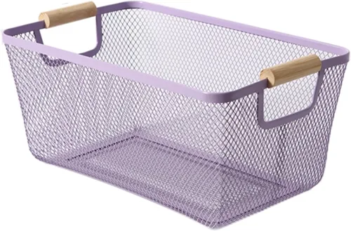Miniatura 18 de AJIODA Cesta de acero de malla metálica, cesta organizadora de almacenamiento de alambre pequeña, cesta de cocina colgante multifunción con mango