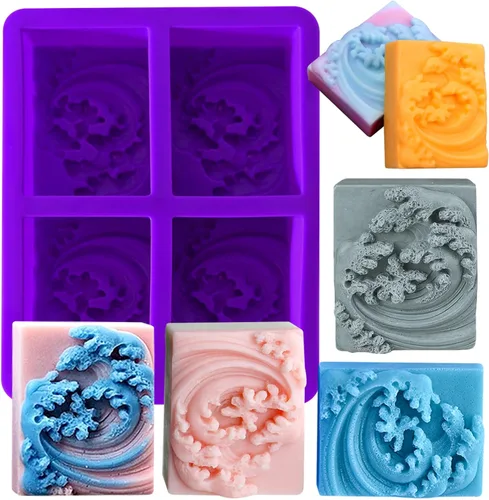 Miniatura 9 de Moldes de jabón de Navidad, 2 moldes de silicona de Navidad para velas, jabones, mini pasteles, árbol de Navidad, copo de nieve, Papá Noel