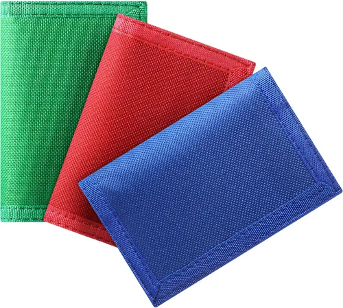 Weewooday Carteras de 3 piezas para niños y niñas de 6 a 18 años, billeteras de lona triples con adhesivo y bolsillo con cremallera para niños,