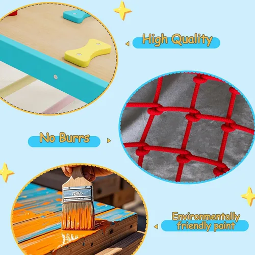 Miniatura 5 de Pikler - Juego de triángulos 7 en 1, juguetes de escalada para interiores para niños, juego de escalada Montessori de madera con escalera de rampa