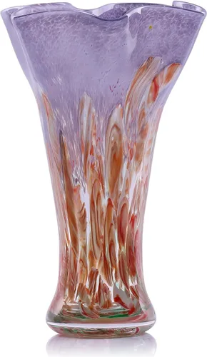 Miniatura 15 de Floreros de cristal aguamarina de 9.0 pulgadas de alto para flores, jarrón único de vidrio soplado a mano, decoración del hogar, jarrón de flores