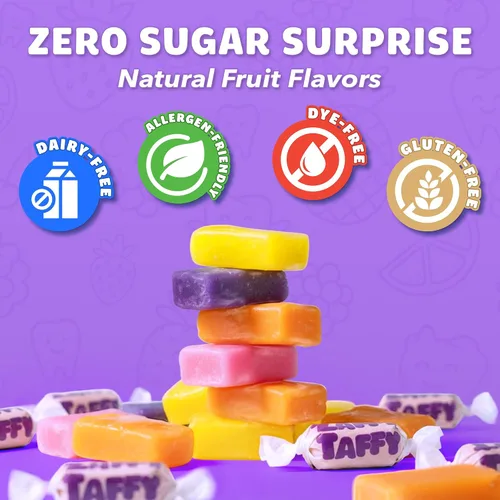 Miniatura 3 de Zaffi Taffy - Caramelos sin azúcar, sin tintes, aptos para dieta cetogénica y diabéticos, golosinas aprobadas por dentistas para niños