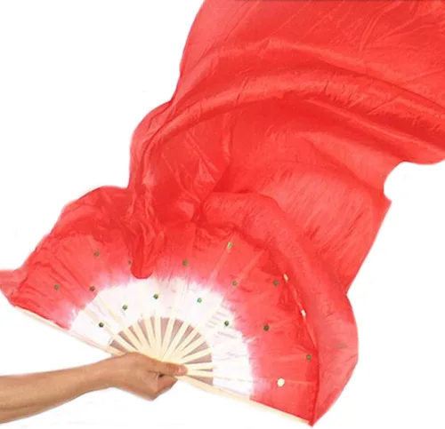Miniatura 19 de FZBNSRKO 1.8M 70.86 "Danza del Vientre de Seda de Bambú Abanicos Largos Ventiladores Velos Fiesta Rendimiento de la Mañana Abanicos Largos