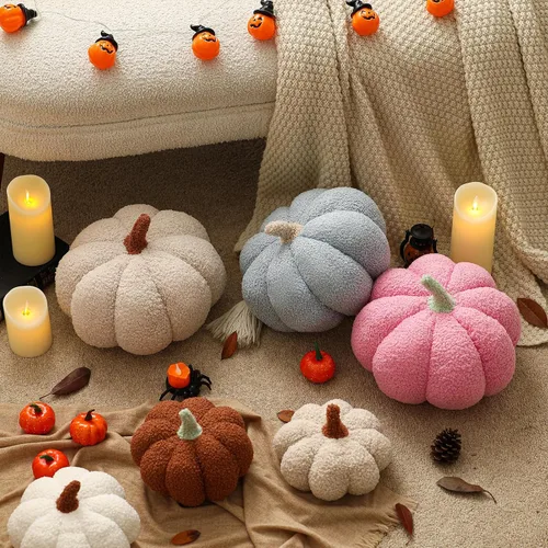 Miniatura 3 de YRXRUS Almohadas de calabaza de Halloween, almohadas con forma de calabaza azul, decoración de habitación de otoño, almohada pequeña y bonita