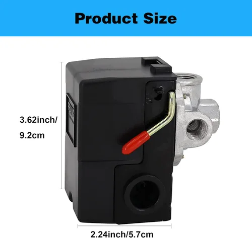 Miniatura 2 de Interruptor de presión resistente para compresor de aire 135-175 psi cuatro 4 puertos 26 amperios