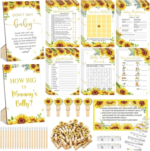 Miniatura 11 de Funnymoom 426 Piezas Juego de Juegos para Baby Shower de Papel Kraft - 8 Juegos, Incluye Bingo de Baby Shower, El Precio Correcto, Adivina Quién