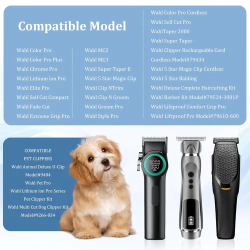 Miniatura 7 de Guías profesionales para cortapelos: peines de 1 y 1/4", 1 y 1/2", 2", compatibles con cortapelos Wahl (blanco)