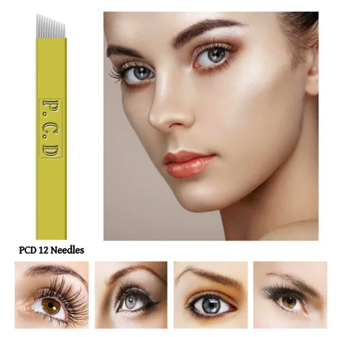 Miniatura 3 de Xiaoyu Agujas de Microblading, cuchilla disponible de Microblading del acero inoxidable para el maquillaje permanente de la ceja, 50PCS, 12PCD