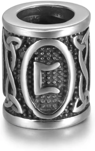 Miniatura 12 de 5 cuentas vikingas de acero inoxidable, cuentas espaciadoras de metal, cuentas espaciadoras de agujero grande, cuentas de tubo de plata antigua
