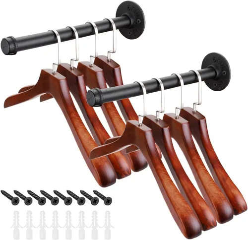 Miniatura 16 de Sumnacon 2 Piezas Barra de Ropa de Tubo Industrial de 5.9 Pulgadas – Perchero de Metal Rústico de Servicio Pesado con Tornillos, Soporte para Ropa