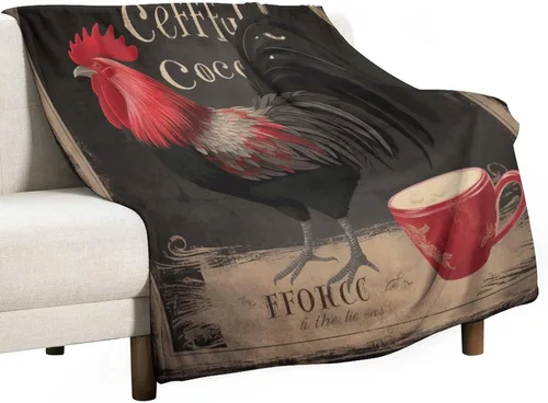 Miniatura 16 de Manta de microfibra suave y acogedora con diseño de gallo rústico en blanco y negro, suave y acogedora manta de microfibra para sofá, cama, oficina