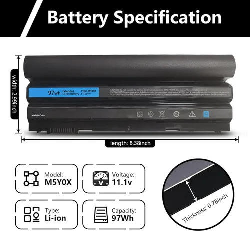 Miniatura 7 de 97Wh M5Y0X 9-Cell Laptop Batería para Dell Latitude E6420 E6430 E6440 E6520 E6530 E6540 E5420 E5430 E5520 E5530 Inspiron 4420 5420 54255 7420 7520