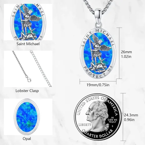 Miniatura 5 de Collar con colgante de San MiguelSan CristóperSan SebastiánGuadalupeÁngel de la GuardaSanta MuerteJudeJoseph para hombres y mujeres, plata de ley