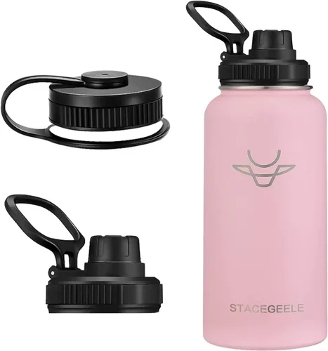 Miniatura 4 de Botella de agua aislada al vacío con tapa de boquilla y rosca en la parte superior, termo de acero inoxidable para niños, a prueba de fugas, ligera