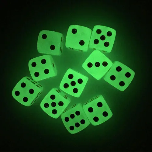 Miniatura 6 de Smartdealspro Paquete de 10 dados D6 de seis caras que brillan en la oscuridad para DND, MTG, RPG, Tenzi, Farkle, Yahtzee, Bunco, enseñanza