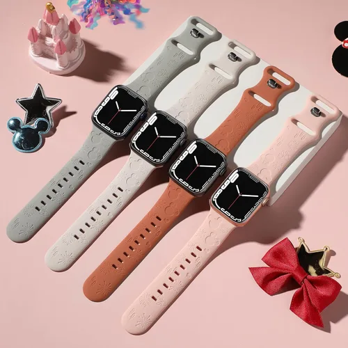 Miniatura 3 de 4 Paquete de bandas de silicona grabadas compatibles con Apple Watch de 40mm 38mm 41mm 42mm 44mm 45mm 46mm 49mm, correas deportivas transpirables