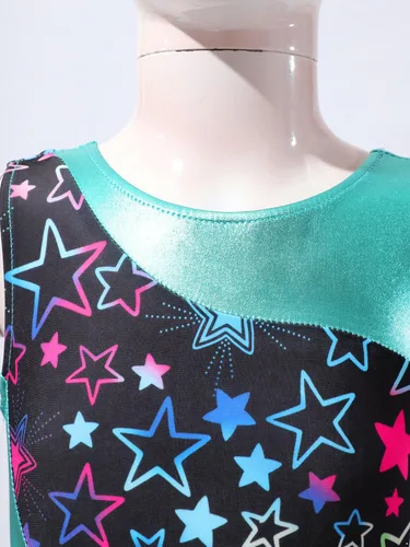 Miniatura 5 de Yartina Leotardo de gimnasia estampado para niñas, traje de baño de 2 piezas con pantalones cortos