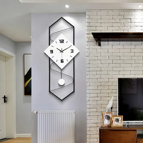 YIYIBYUS Reloj de pared para sala de estar, decoración moderna, péndulo, reloj silencioso de metal, enorme reloj digital para decoración del hogar,