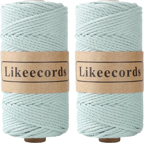 Miniatura 30 de Likeecords Cordón de algodón para macramé de 3mm x 100 metros, hilo torcido de 3 hebras, cuerda de macramé, hilo de algodón para macramé, cuerda
