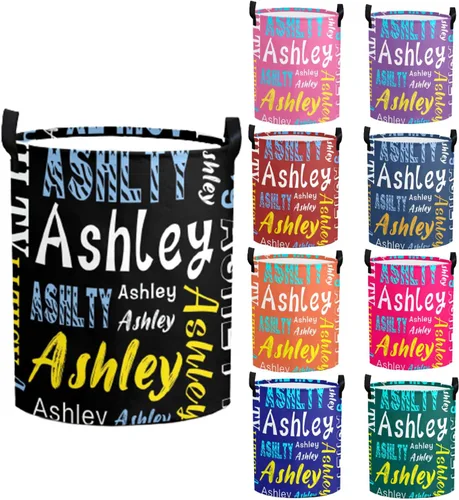 Cesta de lavandería personalizada con nombre, cesta de lavandería plegable con asa para baño, sala de estar, dormitorio Color: 13