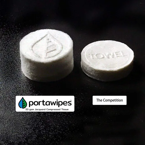 Miniatura 3 de Portawipes Coin Tissus, paquete de 50 con 5 estuches de transporte, tabletas de papel higiénico, toallas comprimidas, toallitas expandibles, suaves