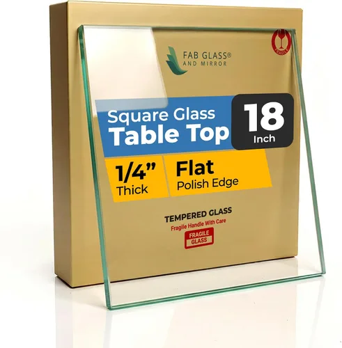 Miniatura 37 de Tablero de vidrio templado transparente de 10 pulgadas cuadradas con borde biselado de 1/2 pulgada de espesor para mesas de comedor, de café