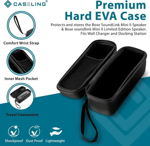 Miniatura 2 de Funda de viaje Caseling de EVA rígida prémium para miniparlante Bluetooth Bose Soundlink Negro