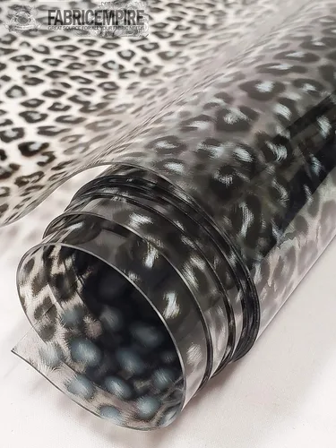 Miniatura 6 de Tela de tapicería de vinilo plástico con estampado de leopardo transparente, calibre 30, 54 pulgadas de ancho, vendido por yarda (marrón)