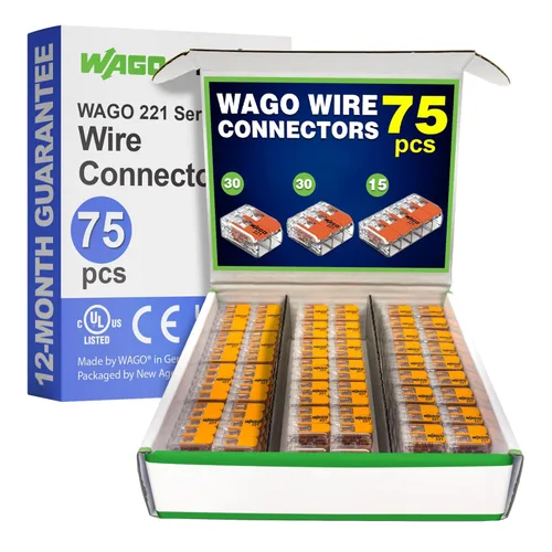 Miniatura 15 de WAGO 221 Serie 80 piezas de conectores de alambre de empalme compactos Incluye (40x 221-412) (25x 221-413) (15x 221-415) Conectores de alambre