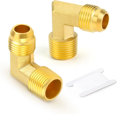 GASHER Adaptador de codo de montaje de tubo de latón de 1/2 pulgada flare x 1/2 pulgada NPT macho Pipe