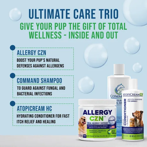Miniatura 6 de Champú medicado hipoalergénico para perros con ácido salicílico, piel y cabello sensibles, con picazón y lavado y eliminador de olores (4 onzas)