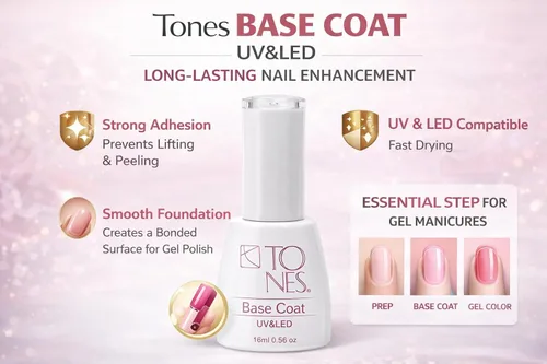 Miniatura 2 de TONES® Capa base de gel puro: base de color autonivelante sin HEMA, rellena las crestas y fortalece las uñas naturales, cura UV/LED de más de 3