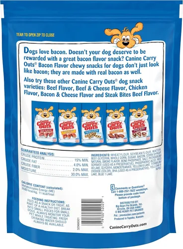 Miniatura 3 de Canine Carry Outs Golosinas para perros, sabor a tocino, 22.5 onzas (paquete de 4), hechas con tocino real