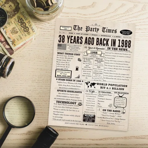 Miniatura 5 de Tarjeta de regalo de 38 cumpleaños para ella y él, decoraciones de feliz cumpleaños de 38 años para mujeres y hombres, tarjeta grande de cumpleaños