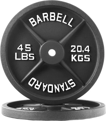 Miniatura 9 de Fitvids Placa de pesas estándar de hierro fundido de 1 pulgada para entrenamiento de fuerza y levantamiento de pesas, varios pesos disponibles