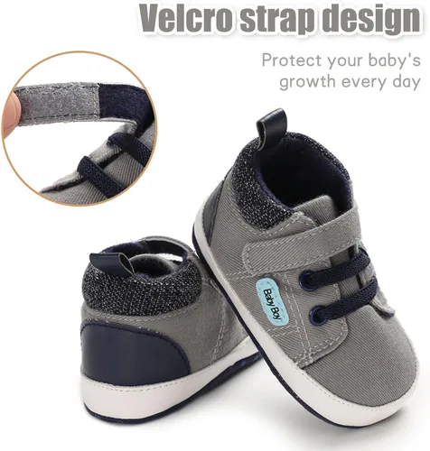 Miniatura 6 de Baby Girl Boy Sneakers Soft Sole First Walking Shoes Toddler High Top Sneakers First Walker Infant Crib Shoes Newborn Baby Canvas Shoes 0-18 Month