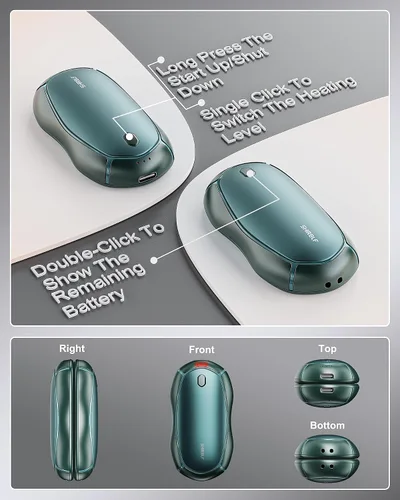 Miniatura 3 de Calentadores de manos recargables, calentadores de manos eléctricos, paquete de 2 con chips inteligentes, calor duradero y seguro, calentador