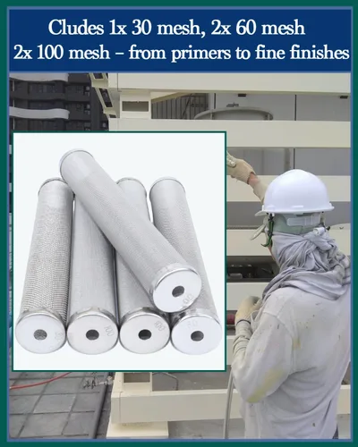 Miniatura 6 de 730067 (1+2+2) Filtro de colector Titan paquete de 5 – (1 x 30, 2 x 60, 2 x 100) malla – Compatible con pulverizadores de pintura Titan Impact 440