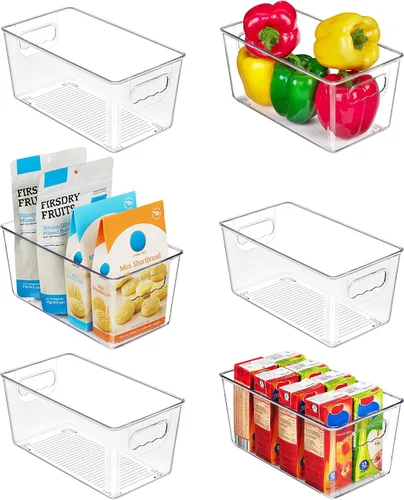 Miniatura 8 de Vtopmart - 2 unidades de contenedores de plástico transparente con asas para organizar y almacenar artículos y alimentos, ideales para cocina