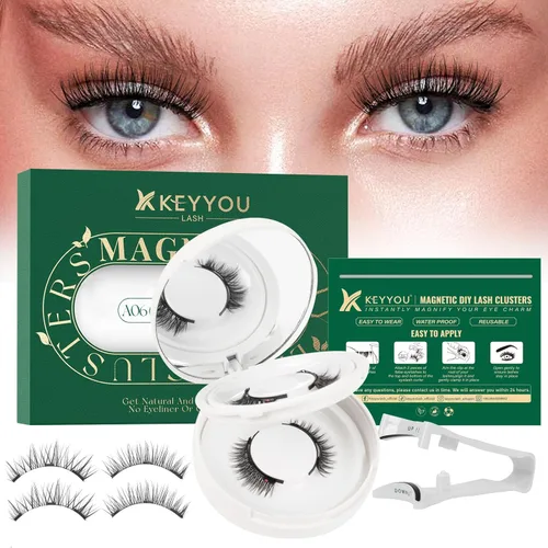 Miniatura 41 de Kit de extensión de pestañas DIY KEYYOU 300 piezas, kit de racimos de pestañas con removedor de pegamento y aplicador, fácil de usar