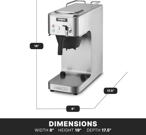 Miniatura 3 de Waring WCM60PT Café Deco - Cafetera automática o térmica para verter sobre la jarra térmica, construcción de acero inoxidable, grifo de agua